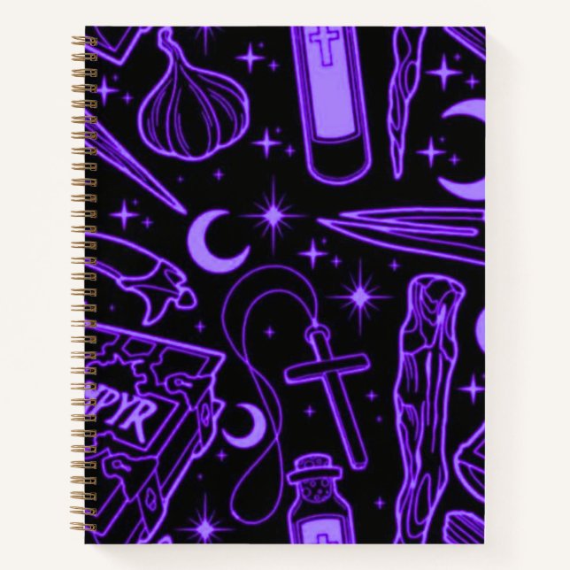 Purple vampire themed  Hardcover spiral notebook (Front)