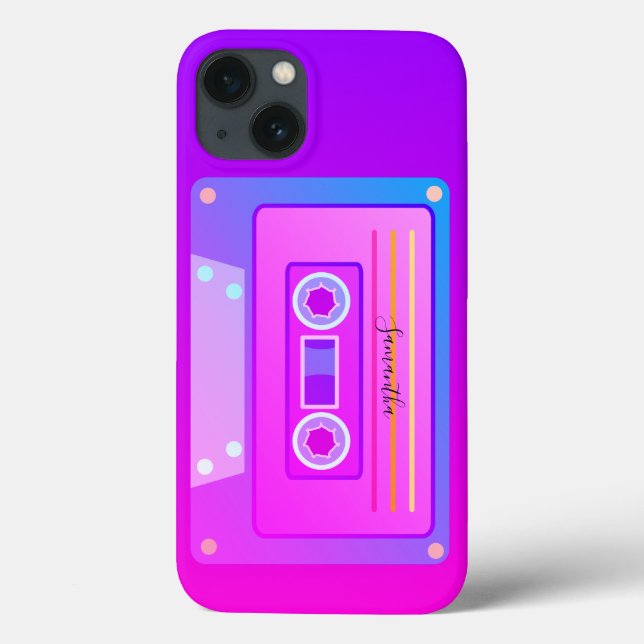 Purple Vaporwave Aesthetic 90s Hot Pink Mixtape Case-Mate iPhone Case (Back)
