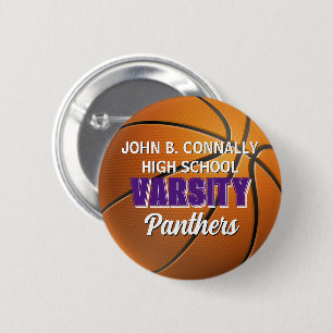 Purple Varsity Basketball Custom High School 6 Cm Round Badge