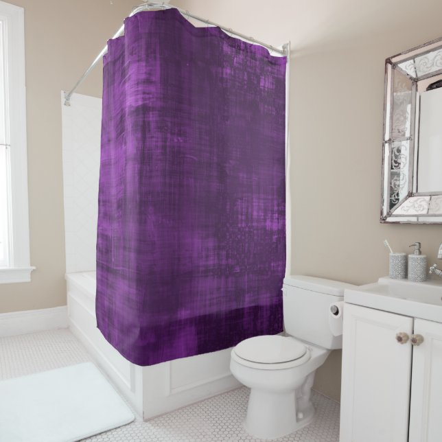 PURPLE VELVET PATTERN SHOWER CURTAIN (In Situ)