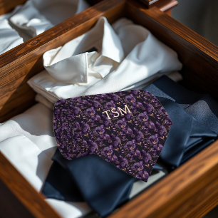 Purple Velvet Rugged Floral Monogram Initials Tie