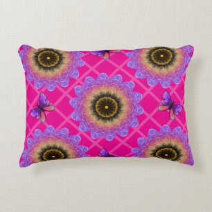 Purple Velvet Sunflower & Butterfly Pattern Decorative Cushion