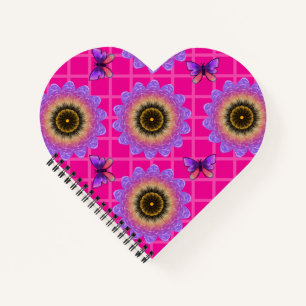 Purple Velvet Sunflower & Butterfly Pattern Notebook