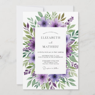 Purple Verdant Bloom Wedding Invitation