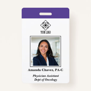 Purple Vertical Custom Employee ID Photo Name ID Badge