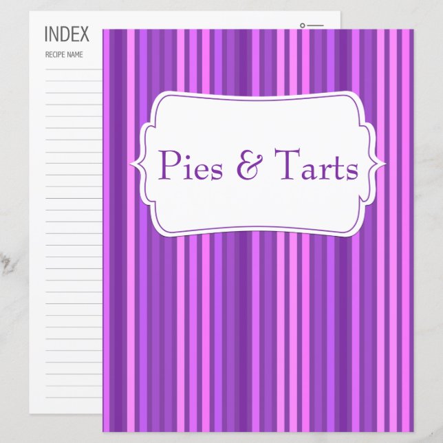Purple Vertical Stripped Recipe Category/Index (Front/Back)