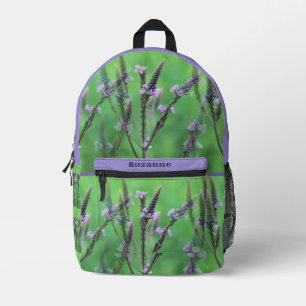 Purple Vervain Flowers Multiplied Personalised Printed Backpack