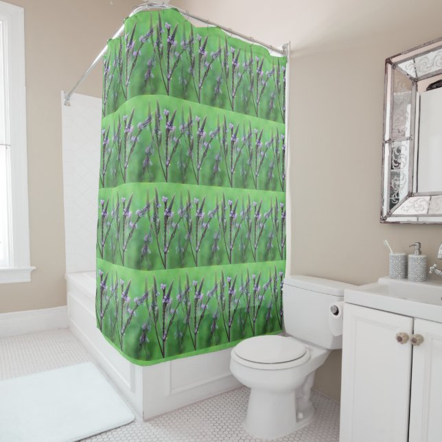 Purple Vervain Wildflowers Nature Pattern  Shower Curtain (In Situ)