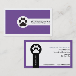 Purple Vet/Veterinary Clinic minimalist Business Card