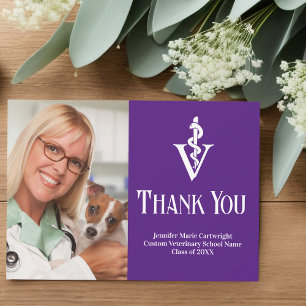 Purple Veterinarian Office Photo Customisable Thank You Card