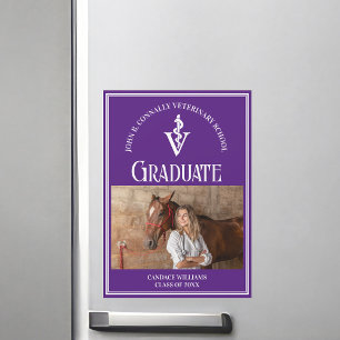 Purple Veterinary School Photo Graduation Magnet
