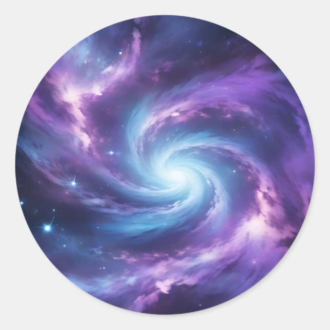 Purple Vibrant Cosmic Classic Round Sticker (Front)