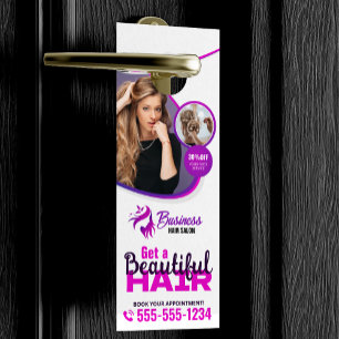 Purple Vibrant Hair Stylist Salon Beauty Makeup Door Hanger