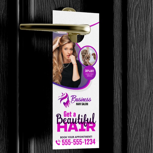 Purple Vibrant Hair Stylist Salon Beauty Makeup Door Hanger (Creator Uploaded)