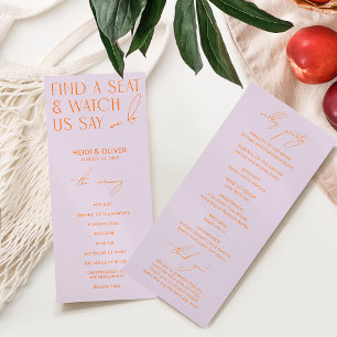 Purple & Vibrant Orange Modern Wedding Programs