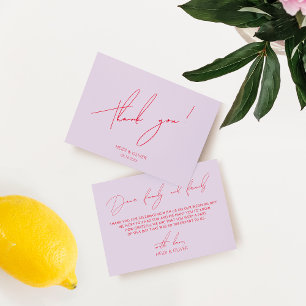 Purple & Vibrant Red Simple Wedding Thank You Card