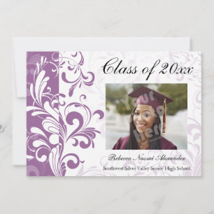 Purple Vibrant Swirl Photo Graduation/Party Invitation