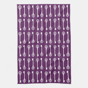 Purple Victorian Keys Tea Towel
