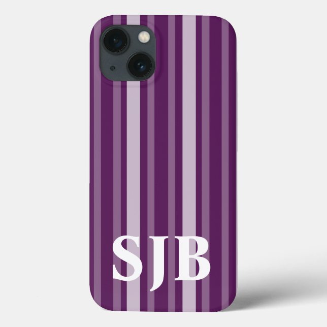 Purple Victorian Stripe with Monogram Case-Mate iPhone Case (Back)