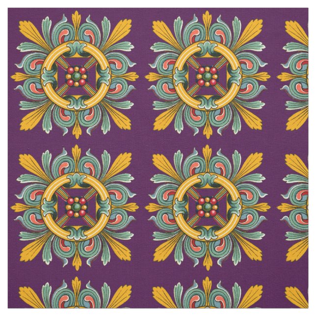 Purple Victorian Tile Design Fabric (Swatch)
