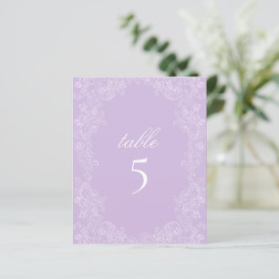 Purple Victorian Wedding Table Number Sign