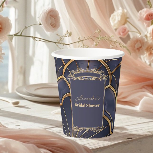 Purple Vintage Art Deco Bridal Shower Paper Cups (Creator Uploaded)