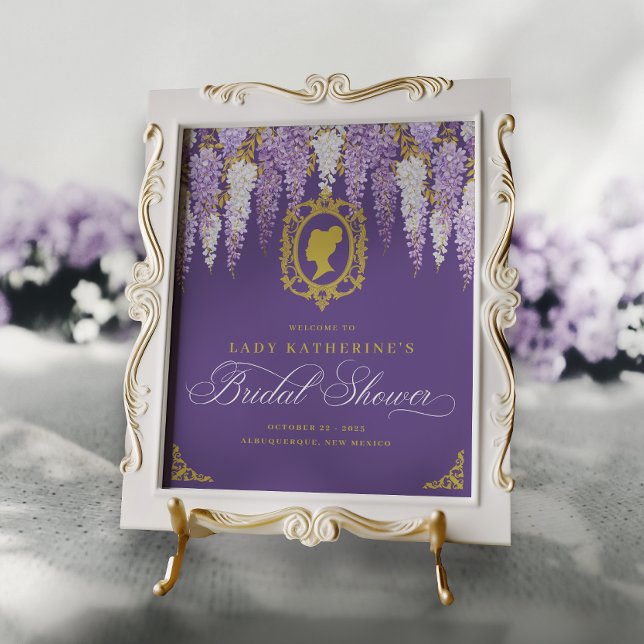 Purple Vintage Bridal Shower Welcome Poster (Creator Uploaded)