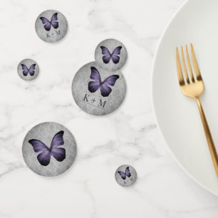 Purple Vintage Butterfly Damask Wedding Confetti