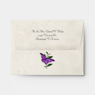 Purple Vintage Butterfly Wedding Thank You Envelope