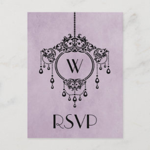 Purple Vintage Chandelier Response Postcard