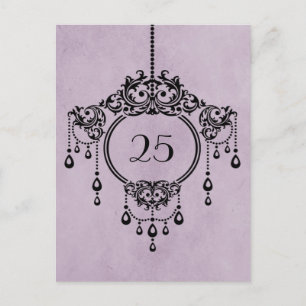 Purple Vintage Chandelier Table Number Postcard