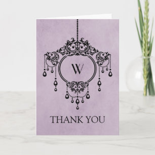 Purple Vintage Chandelier Thank You Card