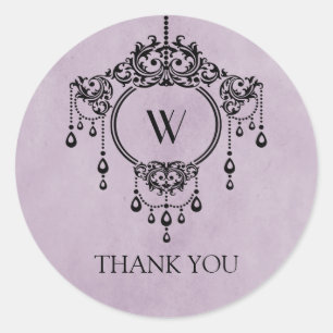 Purple Vintage Chandelier Thank You Stickers