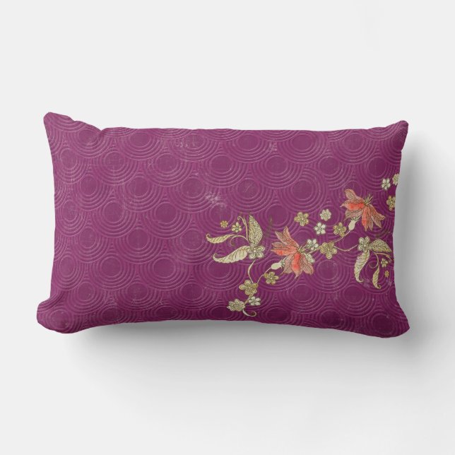 Purple Vintage Chic Lumbar Throw Pillow (Front)