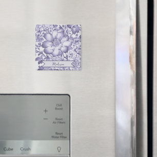 Purple Vintage Chinoiserie Floral Personalised Magnet