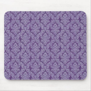 Purple vintage damask ornament textile pattern mouse pad