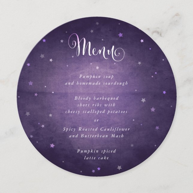 Purple Vintage Faded Stars Square/Round Menu (Front)