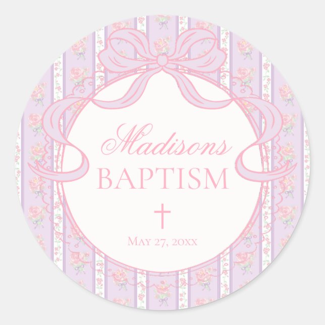 Purple Vintage Fancy Floral Baptism Envelope Seal (Front)