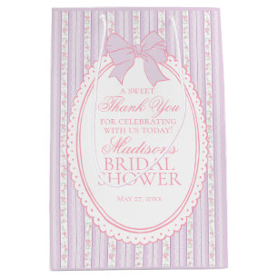 Purple Vintage Fancy Floral Bridal Shower Favours Medium Gift Bag