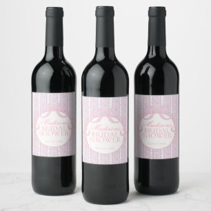 Purple Vintage Fancy Floral Bridal Shower Favours Wine Label