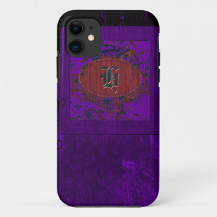 Purple vintage floral and Monogram H Case-Mate iPhone Case