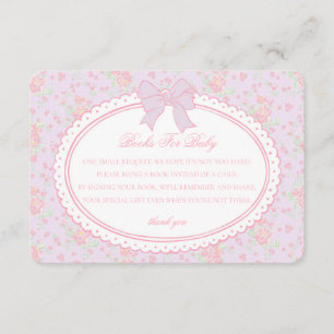Purple Vintage Floral Books for Baby Invite Insert