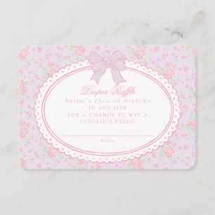Purple Vintage Floral Diaper Raffle Invite Insert