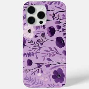 Purple vintage floral pattern for retro decor iPhone 15 pro max case