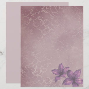 Purple Vintage Floral Scrapbook Paper – Soft Lilac