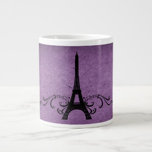 Purple Vintage French Flourish Large Coffee Mug