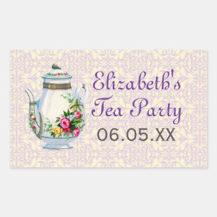 Purple Vintage French Tea Party Favour Stickers