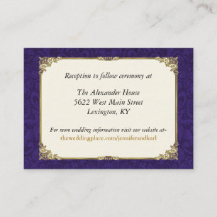 Purple & Vintage Gold Wedding Enclosure Card