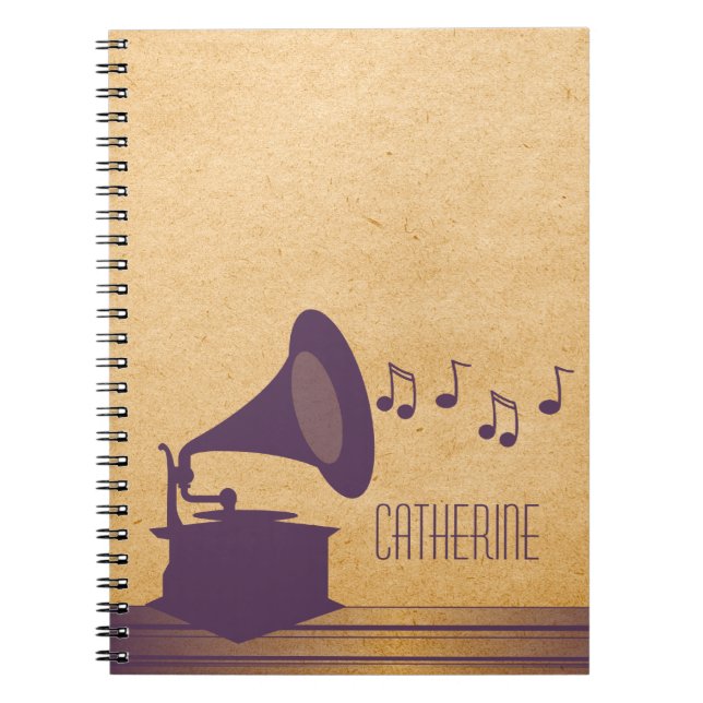 Purple Vintage Gramophone Notebook (Front)