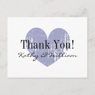 Purple vintage love heart wedding thank you cards